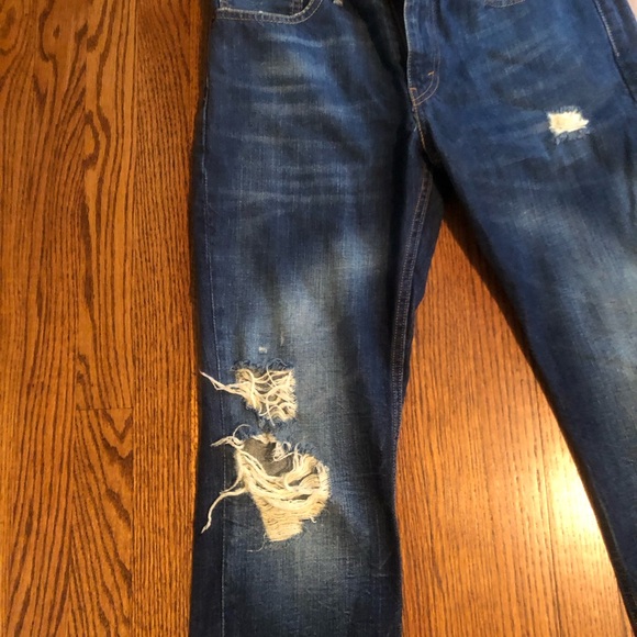 Levi's 511 Men's Dark Blue Distressed Slim Straight Jeans - Picture 3 of 7